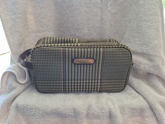 This is a vintage Polo Ralph Lauren houndstooth pouch, often used as a toiletry or cosmetic bag.