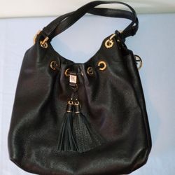 Authentic Michael Kors Black Leather Hobo Purse Handbag Shoulder Bag