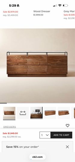 CB2 Wood Dresser with Metal Frame