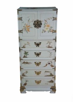 Chinese Lacquer Tansu Semanier Lingerie Jewelry Armoire Chest Dresser Chinoiserie