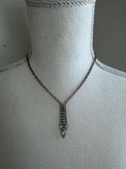 Vintage Rhinestone Y-Drop Necklace