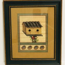 Susan Clickner Framed Art Print Birdhouses Flowers 14.75” by 12.75”