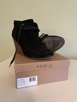 Kelsi Dagger Brooklyn - Martha Black Suede Wedge Boot Size 10