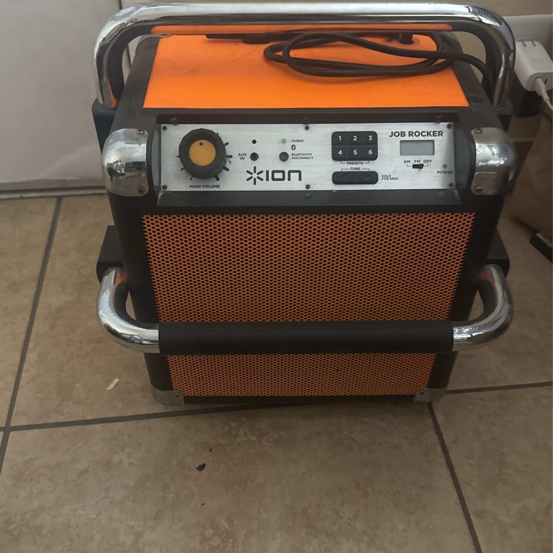 ION Audio iPA30 Audio Job Rocker | Portable Heavy-Duty Bluetooth Speaker with AM/FM Radio (Orange)