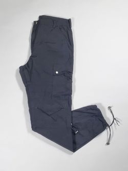 Black Cargo Nylon Swishy Pants with Drawstring Ankles 31