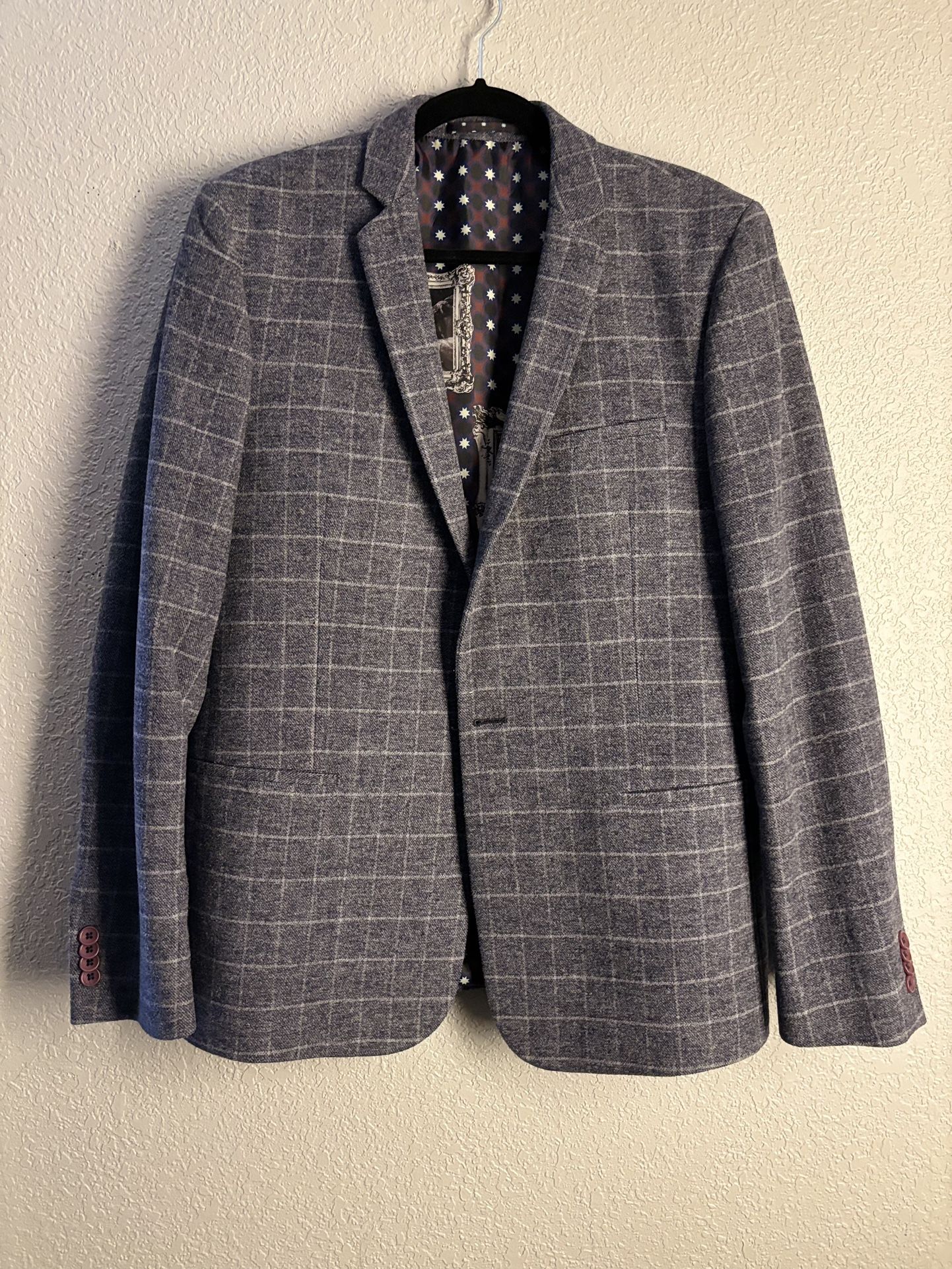 Mens Blue Plaid Suit Set