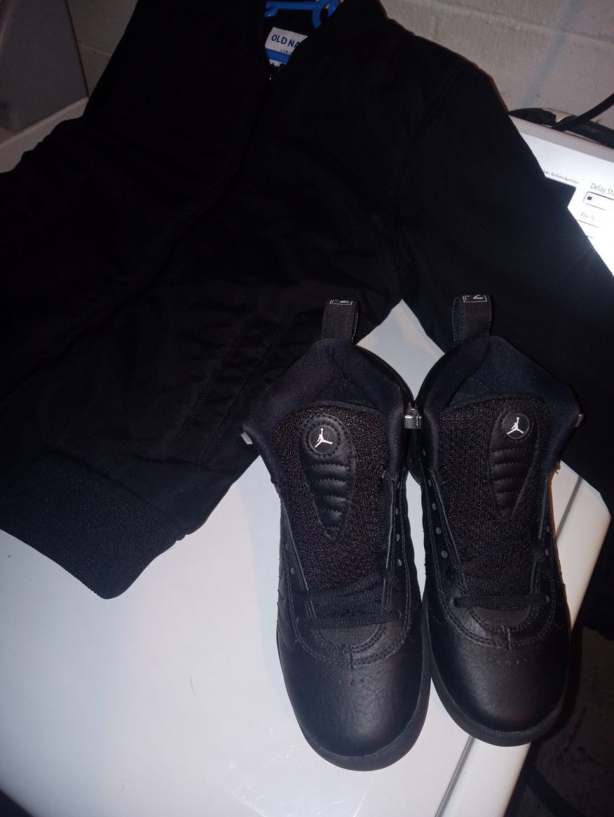 Jordans And Black Old Navy Baseball Jacket $30 Like New