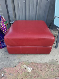 Red Leather-like Ottoman From Star Furniture 