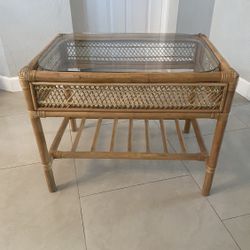 Vintage Bamboo/Rattan Accent Table
