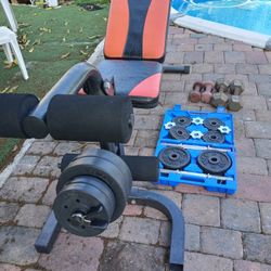 Adjustable Bench And Dumbbells