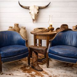 Vintage Made In USA  Leather Club Chairs