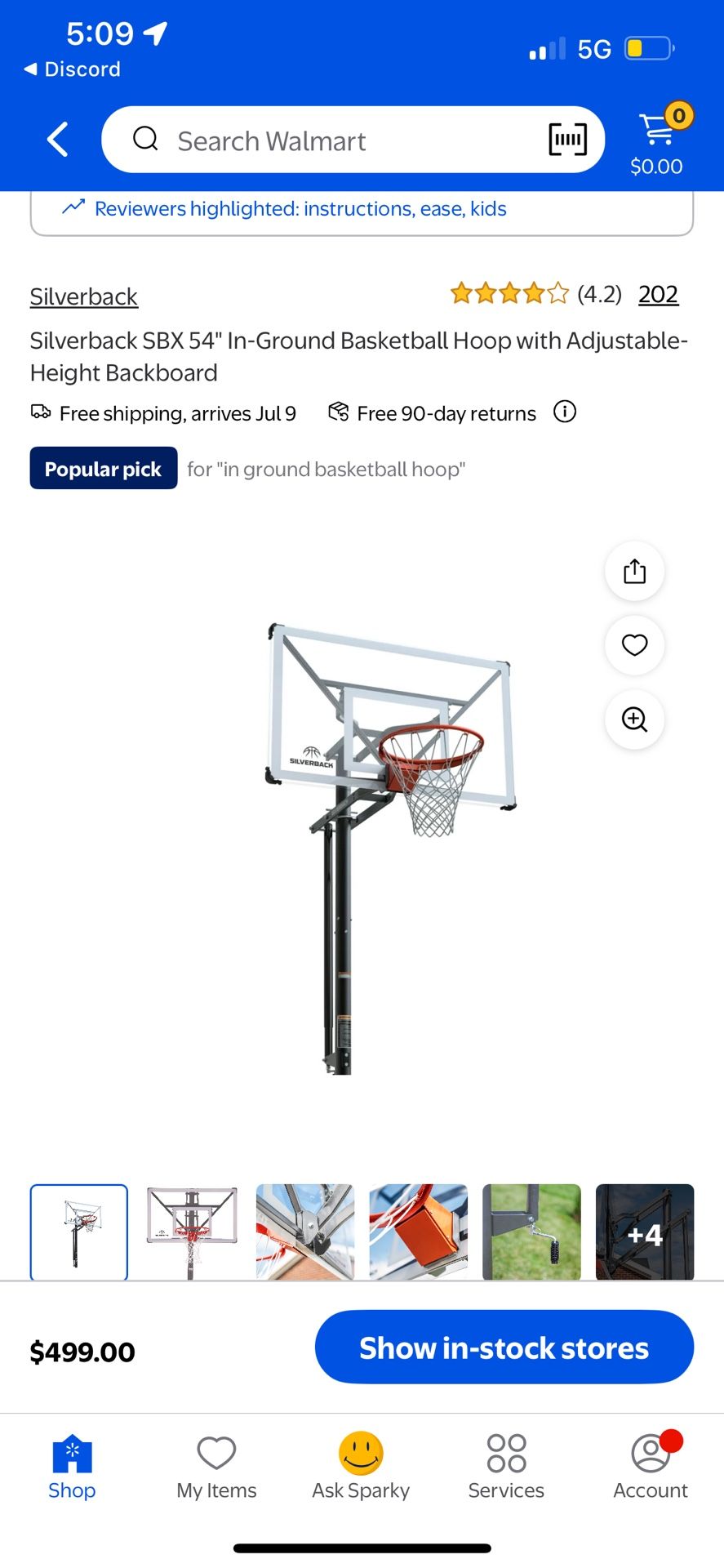 Silverback SBX 54" In-Ground Basketball Hoop with Adjustable-Height Backboard ($499MSRP)