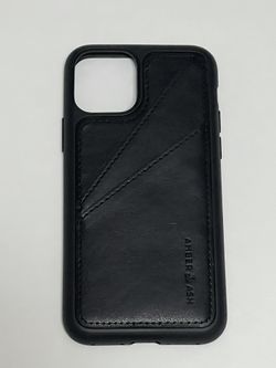 Amber & Ash Card Case For iPhone 2019. 5.8". Matte Black Leather.
