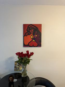 Vintage 1960s Pop Art Abstract Female Portrait – Laurel Randall – Original 16x20