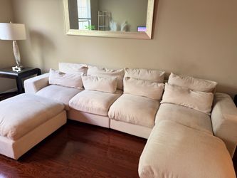 Large Cream Sectional Sofa with Chaise