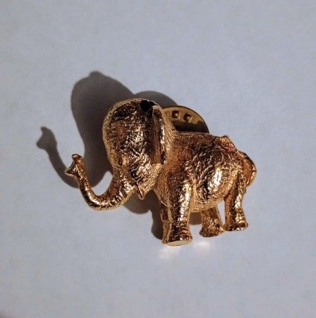 Baby Elephant Gold Tone Brooch? Collectible Vintage Lapel Pin A-1
