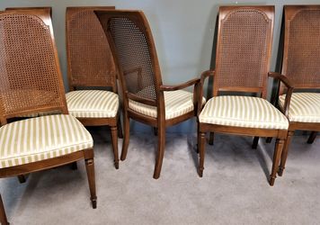 Set of 6 Vintage Country French Provincial Hand Carved Cane Back Dining Chairs 19.7.31