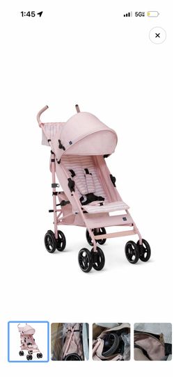 babyGap Classic Stroller - Lightweight Stroller with Recline, Compact Fold & Removable Parent Organizer - Made with Sustainable Materials, Pink Stripe