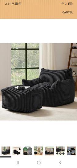 Bean Bag Chair (black) NEW! SOFT!