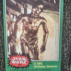 Original CORRECTED Vintage 1977 Topps Star Wars C-3PO Card #207