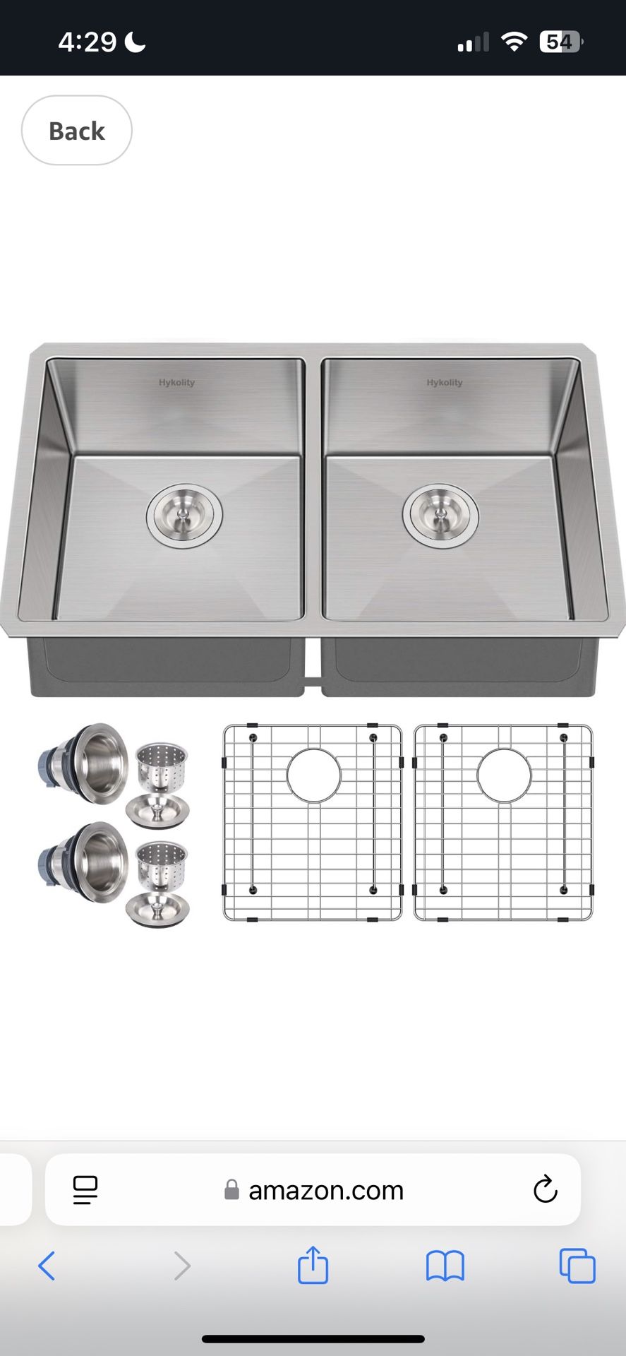 hykolity 33-inch Undermount 50/50 Double Bowl 16 Gauge Stainless Steel Kitchen Sink