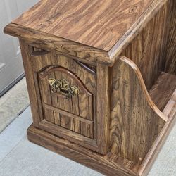 Wood Side Table with Magazine Rack and Storage 25"