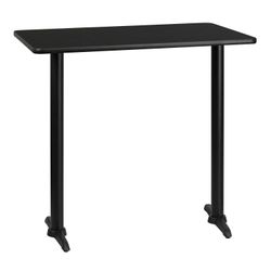 Black Color Commercial Restaurant Bar Table For 4, 4' Foot Long By 42" Tall. High Bar Table For Commercial Use. Black Bumper Rubber Edge