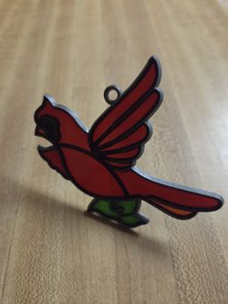 Vintage Stained Glass Suncatcher Cardinal Bird Ornament