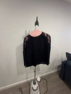 Medium Black Aqua Shirt with Sheer Sleeves