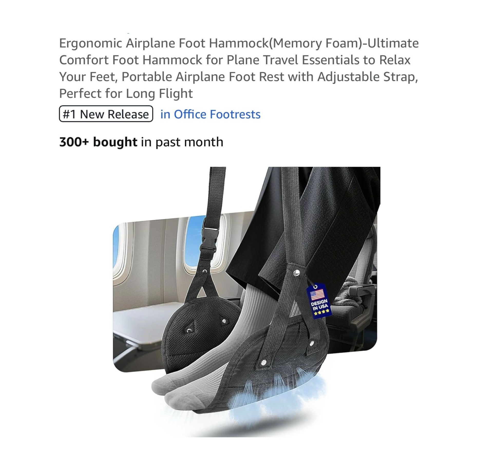 Brand new Ergonomic Airplane Foot Hammock(Memory Foam)-Ultimate Comfort Foot Hammock for Plane Travel Essentials to Relax Your Feet, Portable Airplane