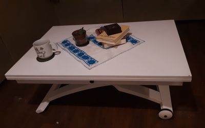 Adjustable Coffee to Dining Table, Seats 6