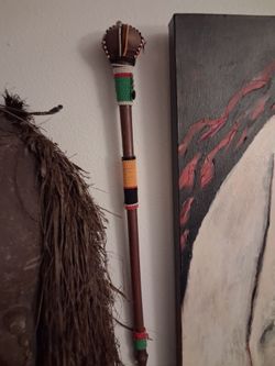 African Beaded Tribal Walking Stick Staff