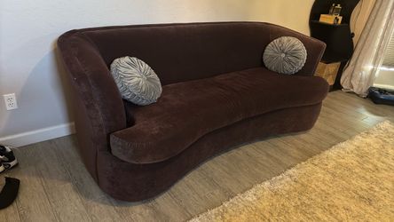 Purple/Plum Velvet Curved Sofa