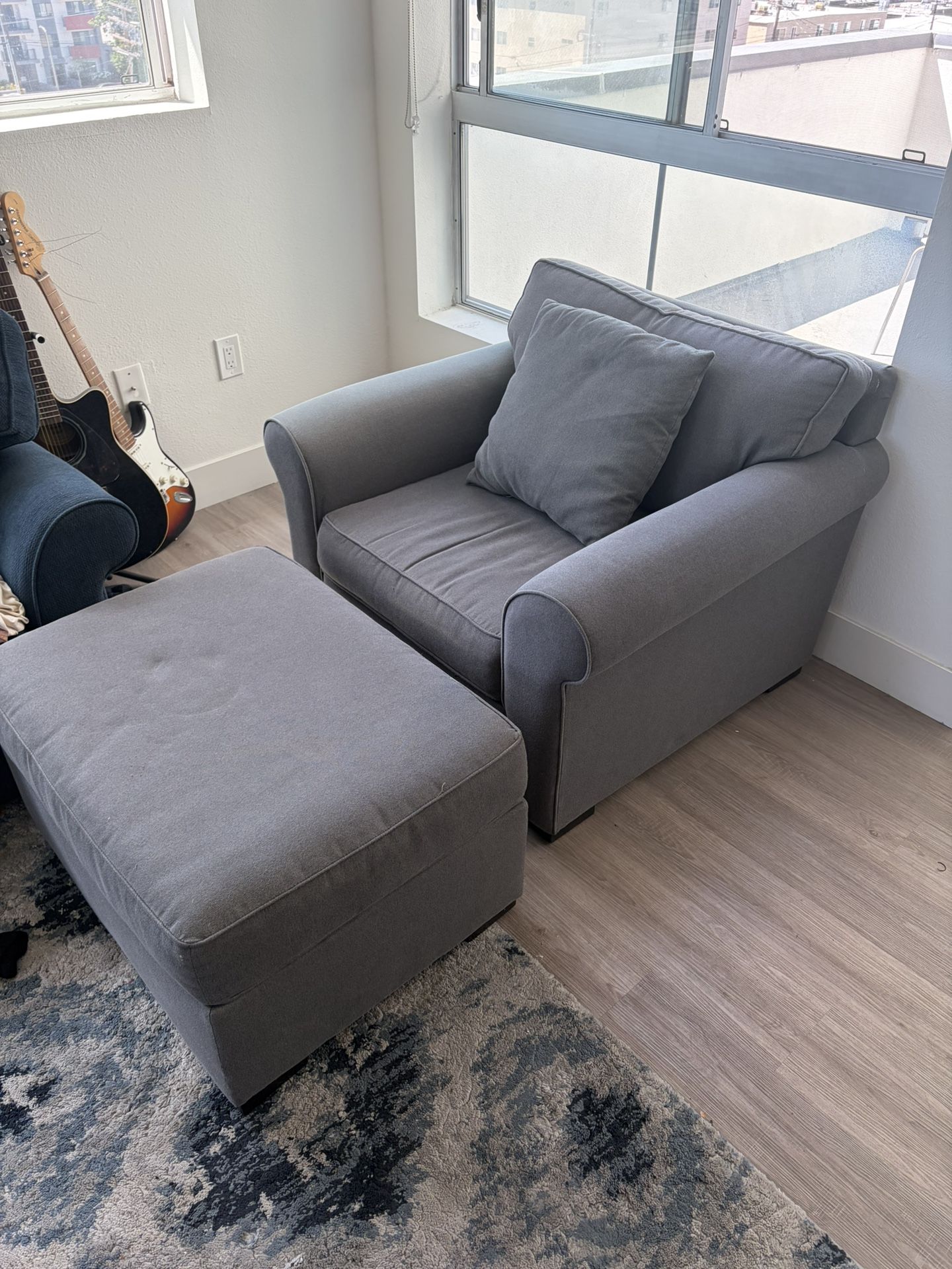 Comfy Gray Armchair + Ottoman – Must Go ASAP (Moving)