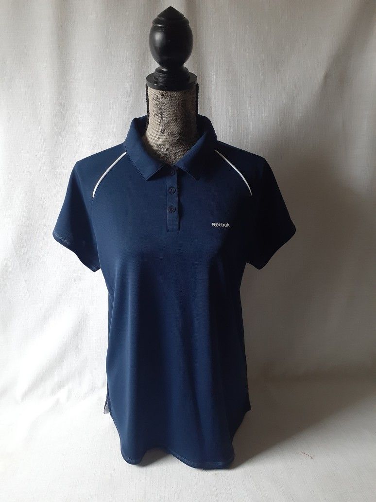 Reebok women's navy blue short sleeve activewear polo shirt size XL