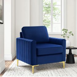 Decorative velvet chair, modern and comfortable mid-century, living room furniture set, bedroom, club, reading room, 5.5-inch padded, golden legs