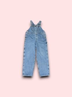 DKNY Vintage Women’s Light Denim Overall Bib Size 10 Petite Baggy Blue Y2K 90s