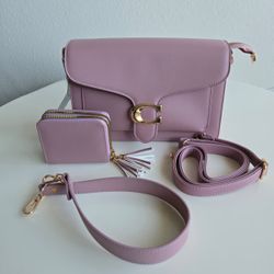 Elegant Pink Shoulder Bag Set