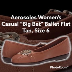 Aerosoles Women’s Size 6 Big Bet Ballet Flat, Tan