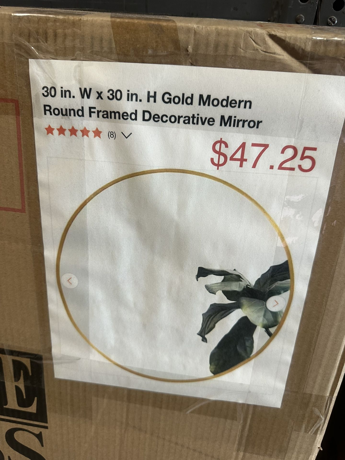 30 in. W × 30 in. H Gold Modern Round Framed Decorative Mirror