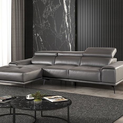 Dark Grey Leather Sectional