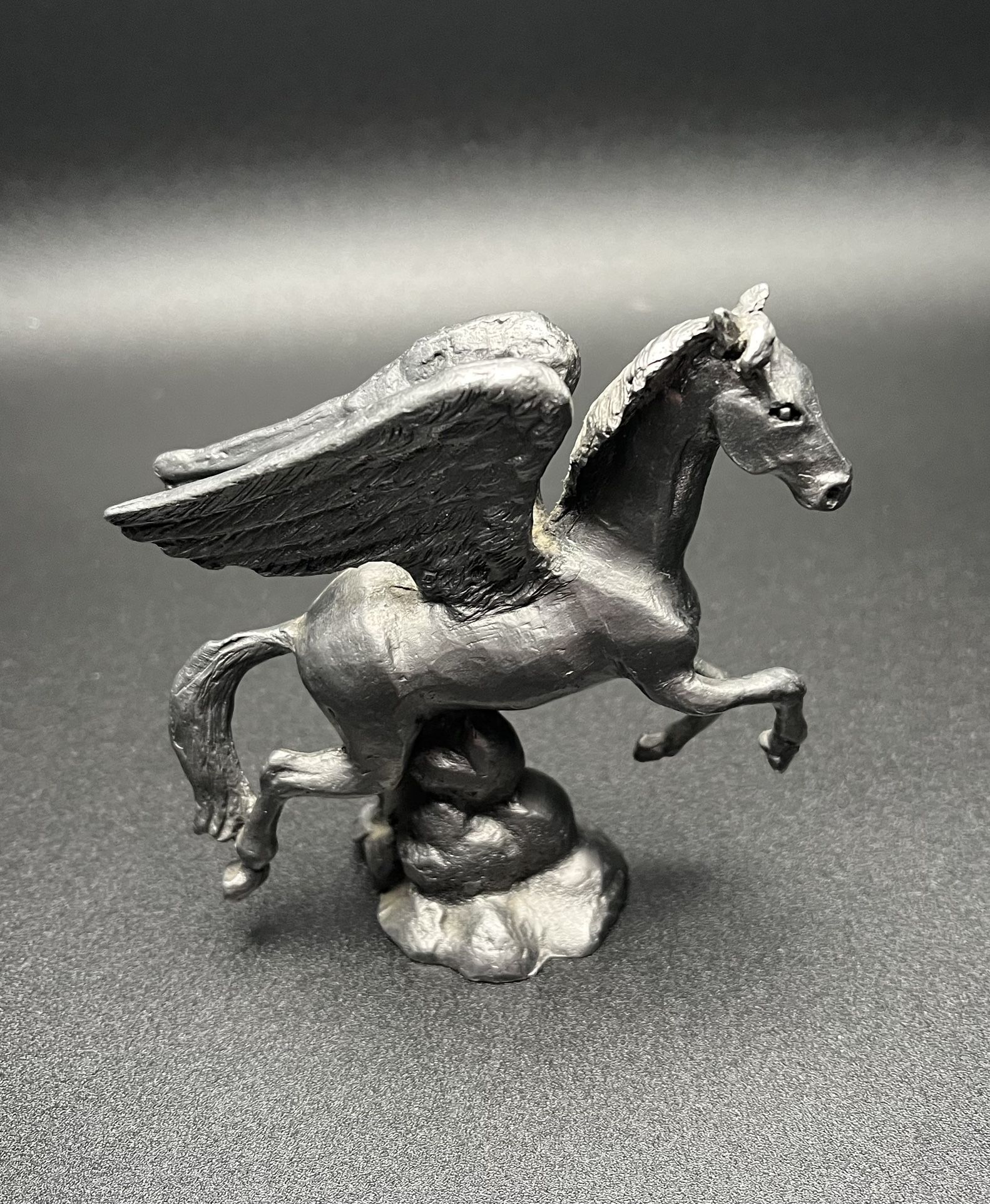 Vintage Pewter Pegasus Flying Horse Figurine Statuette 3” X 3”