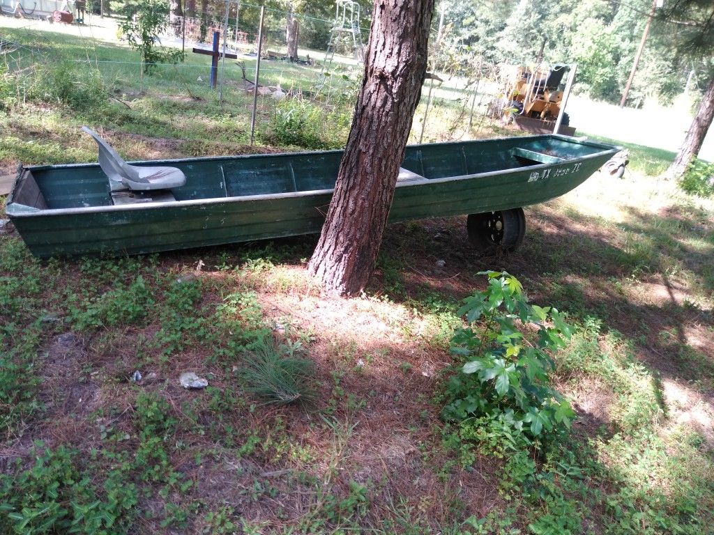 14ft aluminum Jon boat and trailer