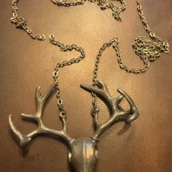 Deer Skull Necklace - Deer Antlers - Deer Necklace - Antler Necklace - Animal Skull - Skull Pendant