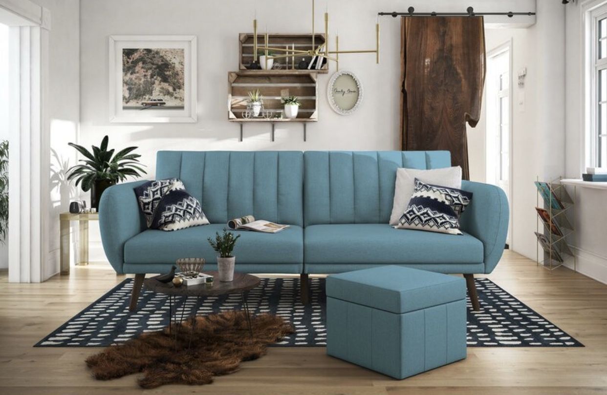 NEW BLUE SOFA BED FUTON!!