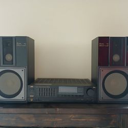 1980's Home Stereo Sound System With Amplifier And Speakers Phono