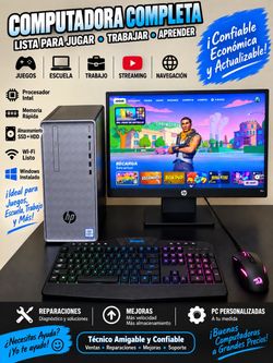 HP Desktop PC Complete Setup with Monitor