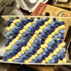 Ten Yards Blue & Yellow Pom-pom Trim 