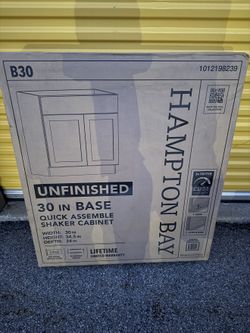 NEW Hampton Bay 30 in. Base Kitchen Cabinet - Unfinished Shaker B30