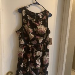 Black and Blush Floral Dress by Three Hearts, Size 13